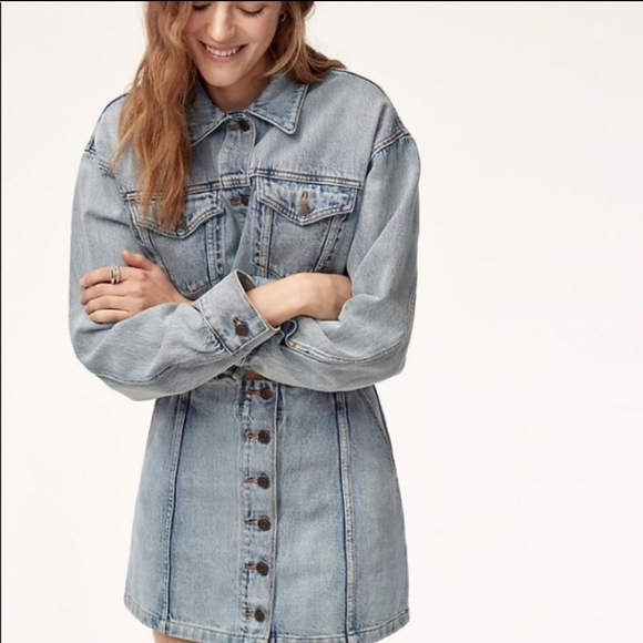 Wilfred Free Aritzia Button Front Denim Mini Skirt - Picture 2 of 12